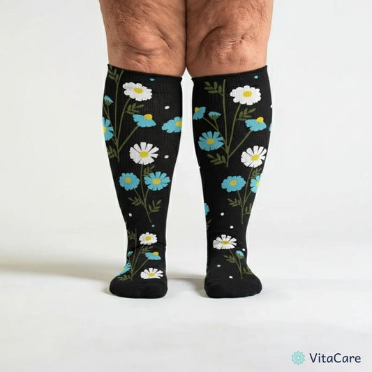VenoCare Plus® - Czarna Stokrotka Skarpety Kompresyjne Plus Size - VitaCare -
