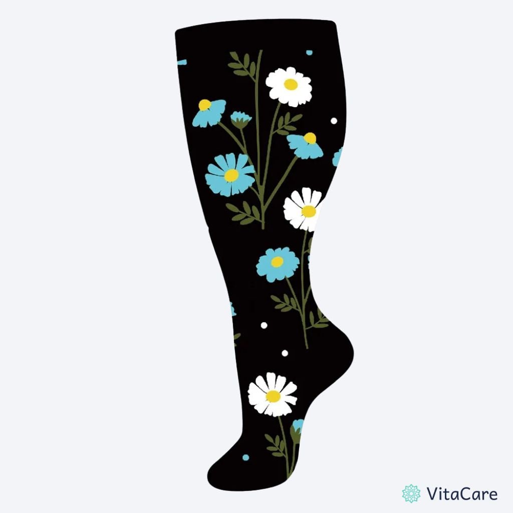VenoCare Plus® - Czarna Stokrotka Skarpety Kompresyjne Plus Size - VitaCare - 