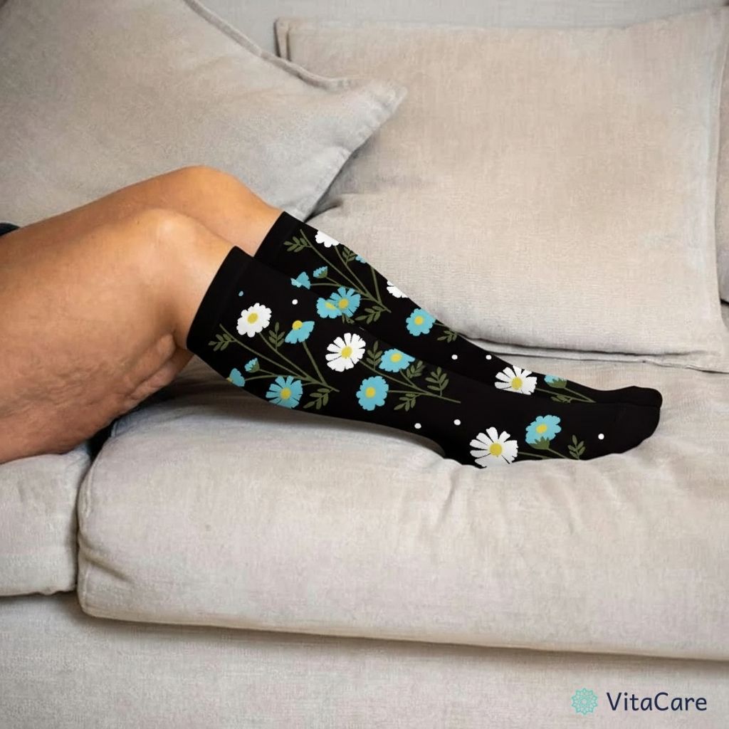 VenoCare Plus® - Czarna Stokrotka Skarpety Kompresyjne Plus Size - VitaCare - 