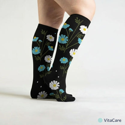 VenoCare Plus® - Czarna Stokrotka Skarpety Kompresyjne Plus Size - VitaCare - 