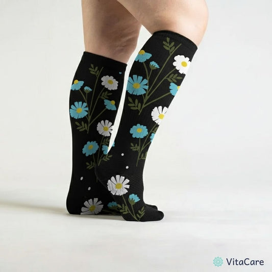 VenoCare Plus® - Czarna Stokrotka Skarpety Kompresyjne Plus Size - VitaCare - 