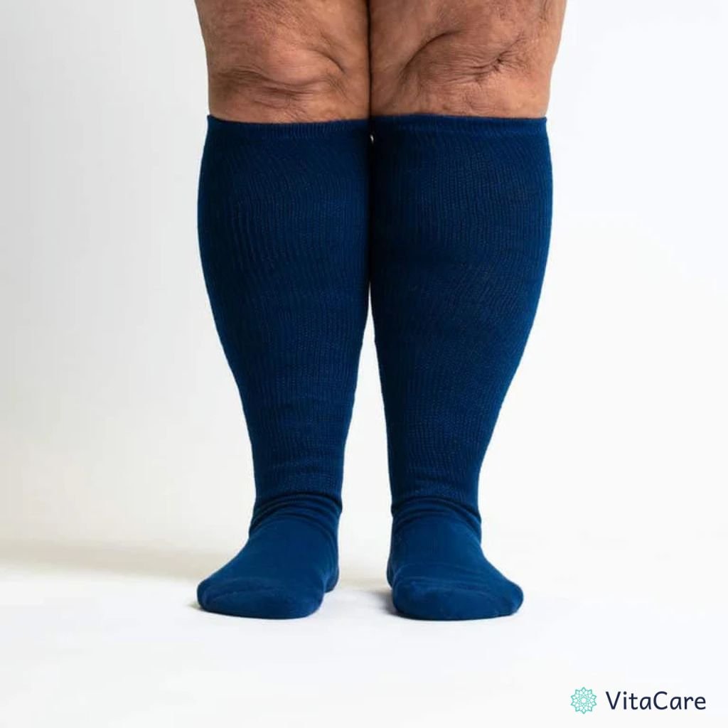 VenoCare Plus® - Granatowe Skarpety Kompresyjne Plus Size - VitaCare - 