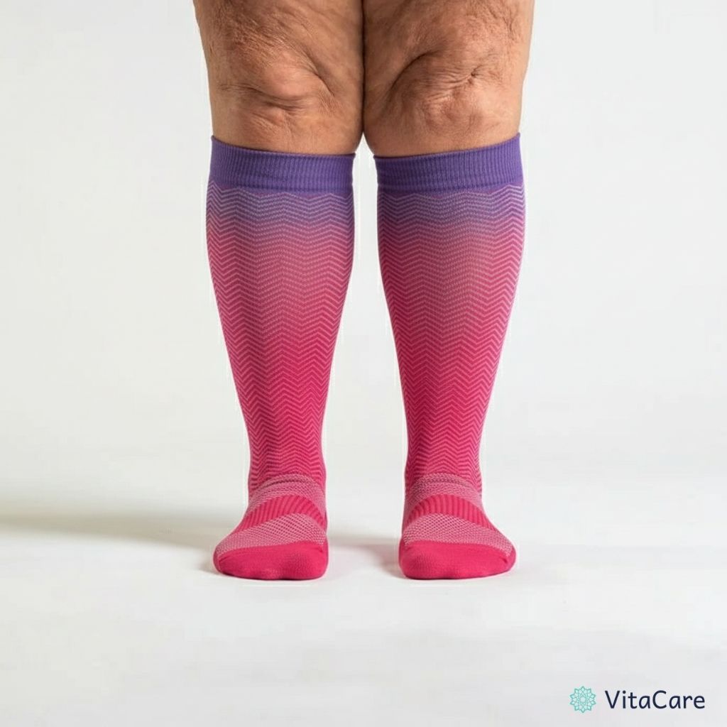 VenoCare Plus® - Malinowy ZygZag Skarpety Kompresyjne Plus Size - VitaCare - 