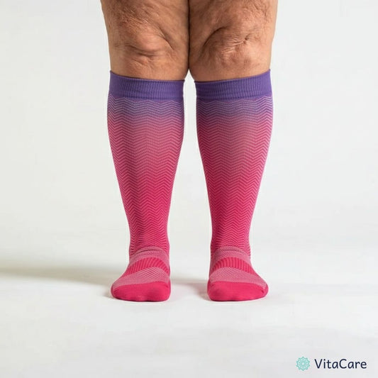 VenoCare Plus® - Malinowy ZygZag Skarpety Kompresyjne Plus Size - VitaCare - 
