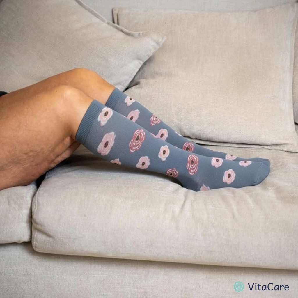 VenoCare Plus® - Pastelowe Kwiaty Skarpety Kompresyjne Plus Size - VitaCare - 