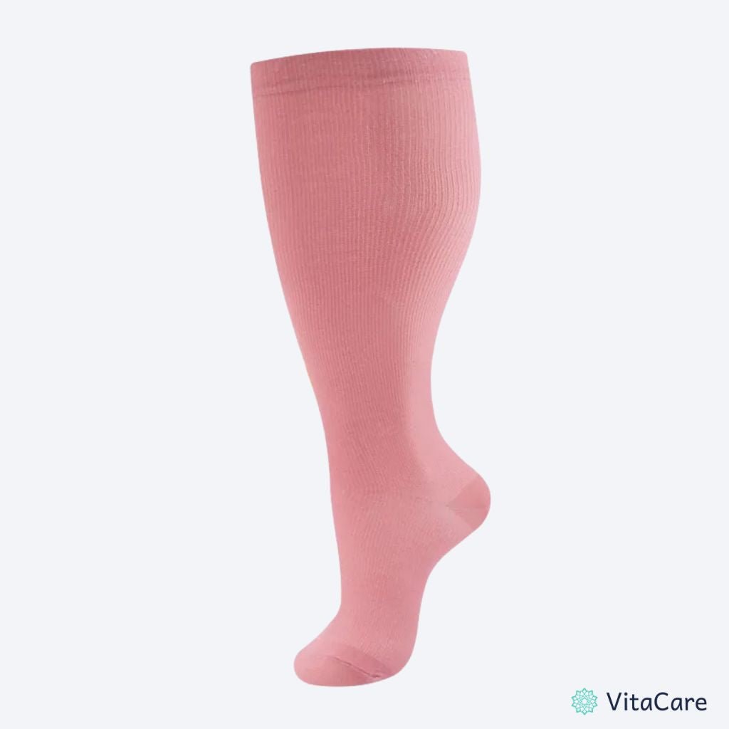 VenoCare Plus® - Różowe Skarpety Kompresyjne Plus Size - VitaCare - 