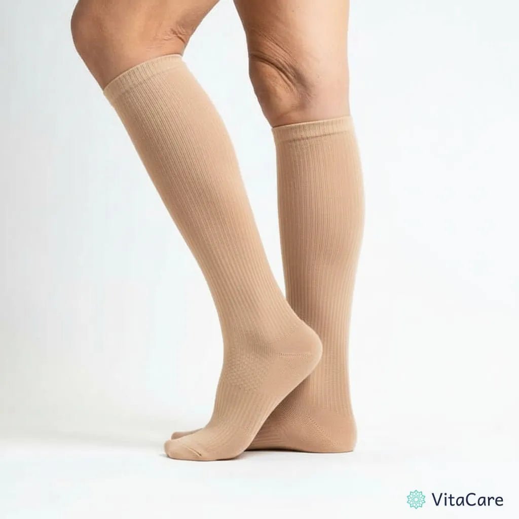 VenoComfort® – Skarpety Kompresyjne na Obrzęki, Żylaki i Ból (Beżowe) - VitaCare - 
