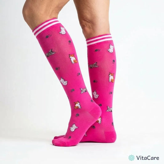 VenoComfort® – Skarpety Kompresyjne na Obrzęki, Żylaki i Ból (Koci Róż) - VitaCare - 