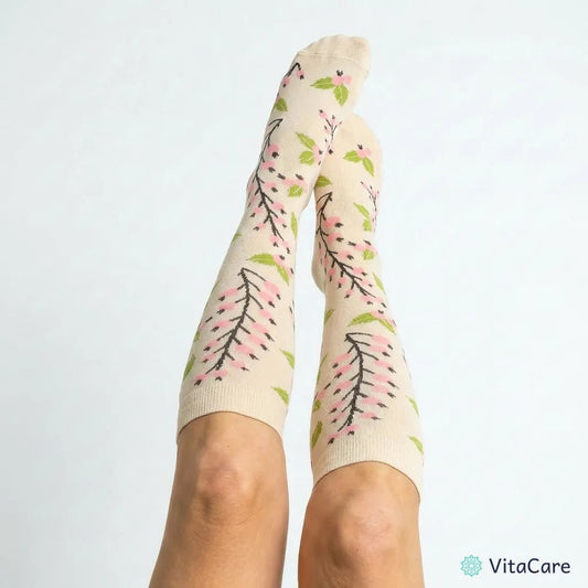 VenoComfort® – Skarpety Kompresyjne na Obrzęki, Żylaki i Ból (Kremowa Gałązka) - VitaCare - 