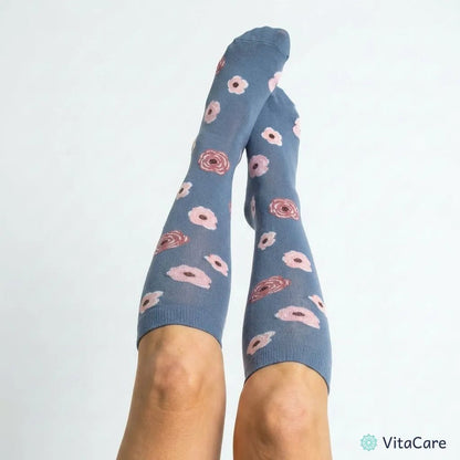 VenoComfort® – Skarpety Kompresyjne na Obrzęki, Żylaki i Ból (Pastelowe Kwiaty) - VitaCare - 
